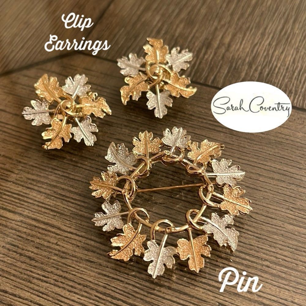 SARAH COVENTRY 1968 VINTAGE "GARLAND" BROOCH AND EARRING SET